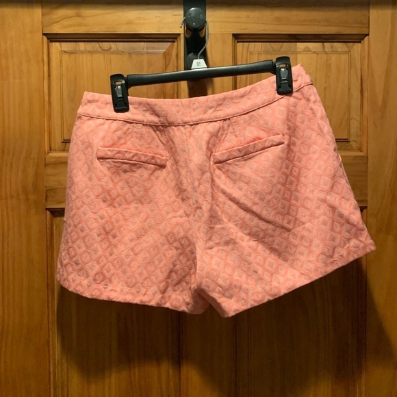 Buttons Embroidered High Rise Diamond Print Shorts Medium Salmon - Picture 4 of 7